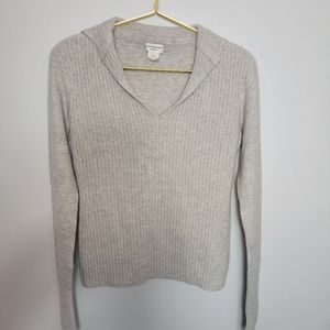 Small Club Monaco Dove Gray Cashmere Ribbed Sweater Collared